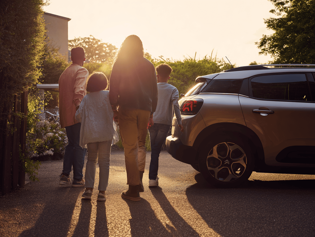 Une famille découvre son nouveau Citroen E-C3