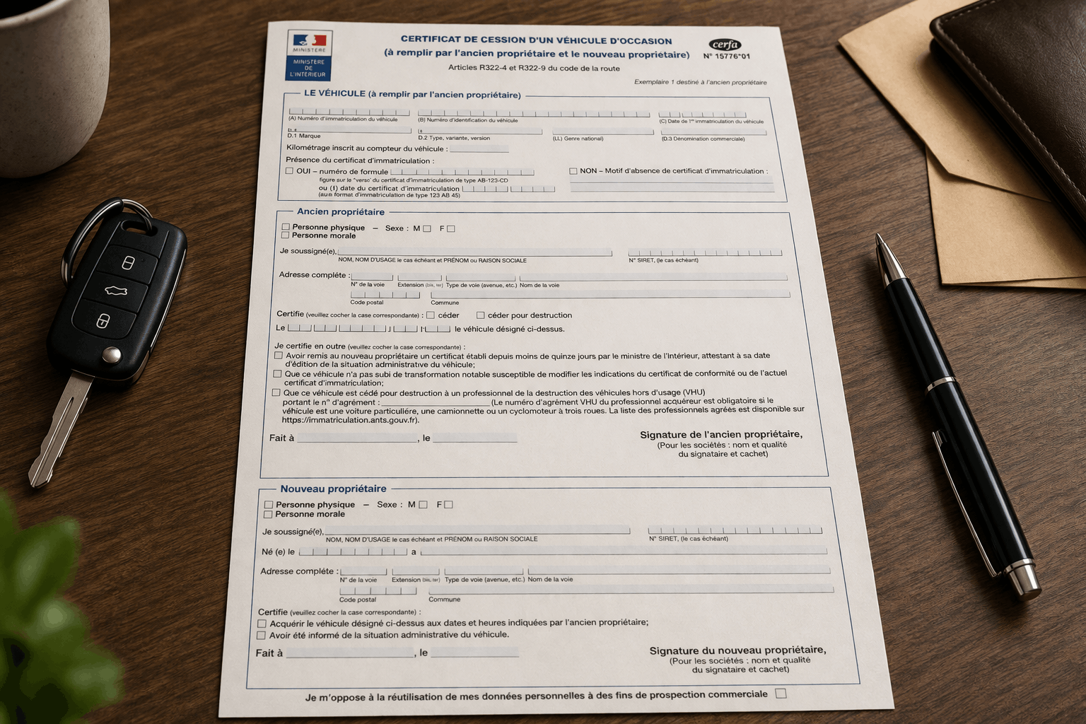 certificat cession véhicule